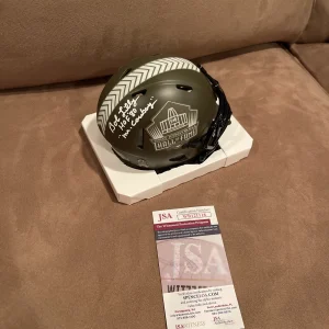 Bob Lilly Signed Autographed HoF STS Mini Stat Helmet JSA Cowboys HoF 80 +