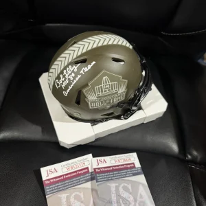 Bob Lilly Drew Pearson Signed STS Mini Stat Helmet JSA Cowboys Americas Team