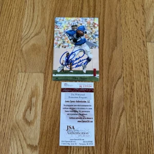 Detroit Lions HOF Charlie Sanders Signed GLAC Goal Line Art Card JSA
