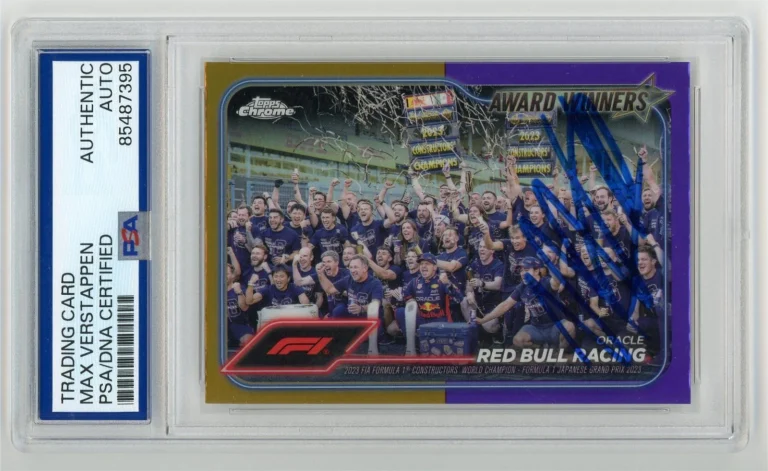 Max Verstappen Autographed 2024 Topps Chrome Formula 1 Gold/Purple #184 PSA