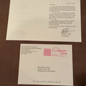 Amazing Floyd Little Letter From US Army Thanking Him- Syracuse Broncos Football
