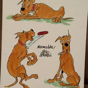 Gorgeous Marmaduke Color Drawing Artwork By Brad Anderson JSA 16 by 20