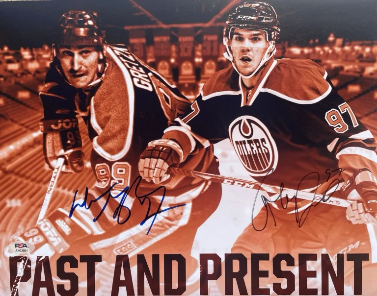 PSA/DNA Oilers Connor McDavid & Wayne Gretzky Signed Autographed 11x14 Photo