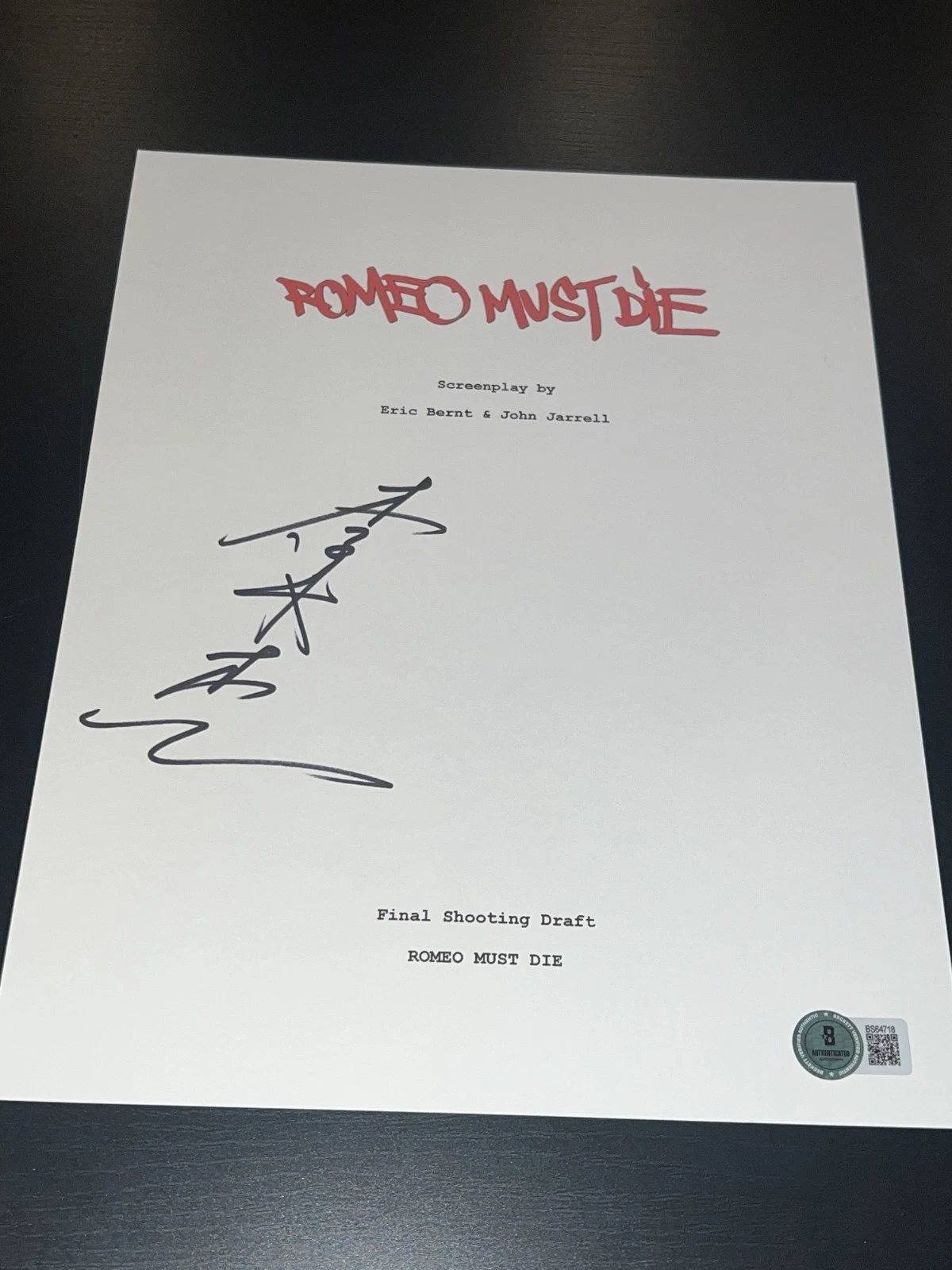 JET LI SIGNED AUTOGRAPH MOVIE SCRIPT ROMEO MUST DIE BECKETT BAS COA ...
