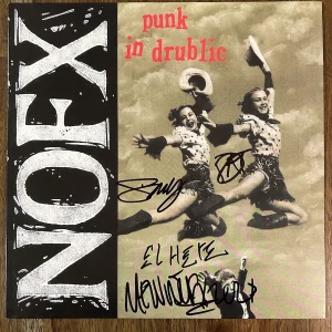 ‘NOFX’ Full Band Signed Vinyl Album ‘Punk In Drublic’ Fat Mike +3 PROOF