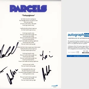 ‘Parcels’ Full Band Signed Lyric Sheet ‘Tieduprightnow’ Pat Hetherington +4
