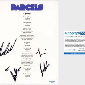 ‘Parcels’ Full Band Signed Lyric Sheet ‘Lightenup’ Pat Hetherington +4