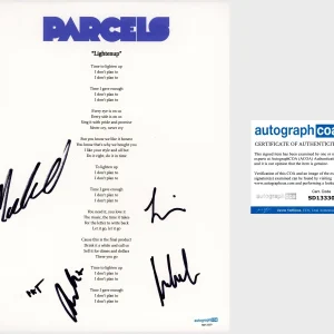 ‘Parcels’ Full Band Signed Lyric Sheet ‘Lightenup’ Pat Hetherington +4
