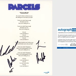 ‘Parcels’ Full Band Signed Lyric Sheet ‘Gamesofluck’ Pat Hetherington +4