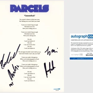 ‘Parcels’ Full Band Signed Lyric Sheet ‘Gamesofluck’ Pat Hetherington +4