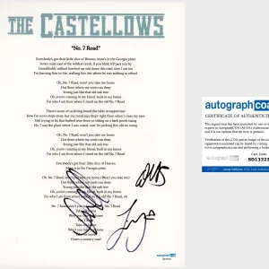 ‘The Castellows’ Full Band Signed Lyric Sheet ‘No. 7 Road’ ACOA Country