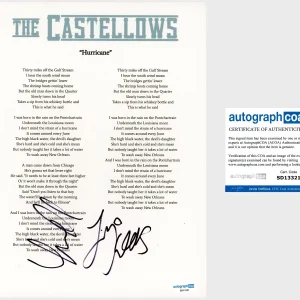 ‘The Castellows’ Full Band Signed Lyric Sheet ‘Hurricane’ ACOA Country