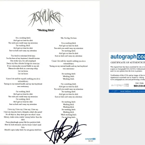 ‘Ashnikko’ Signed Lyric Sheet ‘Working Bitch’ ACOA RARE PROOF