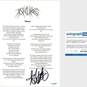 ‘Ashnikko’ Signed Lyric Sheet ‘Worms’ ACOA RARE PROOF