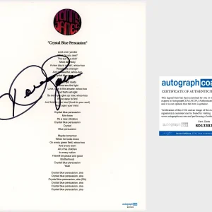 ‘Tommy James’ Signed Lyric Sheet ‘Crystal Blue Persuasion’ The Shondells ACOA