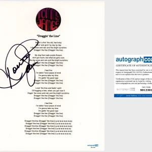 ‘Tommy James’ Signed Lyric Sheet ‘Draggin’ The Line’ The Shondells ACOA