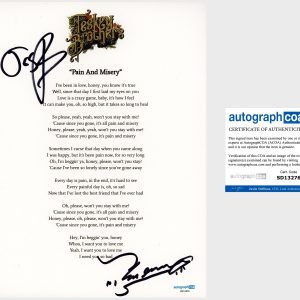 ‘The Teskey Brothers’ Band Duo Signed Lyric Sheet ‘Pain And Misery’ ACOA PROOF