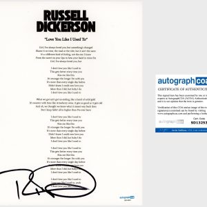 ‘Russell Dickerson’ Signed Lyric Sheet ‘Love You Like I Used To’ ACOA PROOF