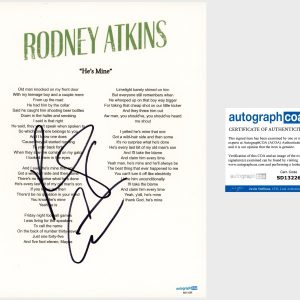 ‘Rodney Atkins’ Signed Lyric Sheet ‘He’s Mine’ ACOA PROOF