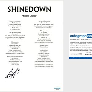 ‘Brent Smith’ Signed Lyric Sheet ‘Shinedown’ Band ‘Second Chance’ ACOA