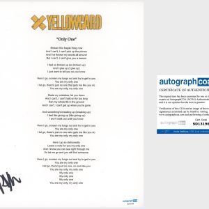 ‘Ryan Key’ Signed Lyric Sheet ‘Yellowcard’ Lead Singer ‘Only One’ ACOA