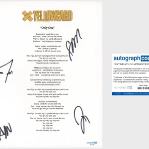 ‘Yellowcard’ Full Band Signed Lyric Sheet ‘Only One’ Ryan Key +3 ACOA