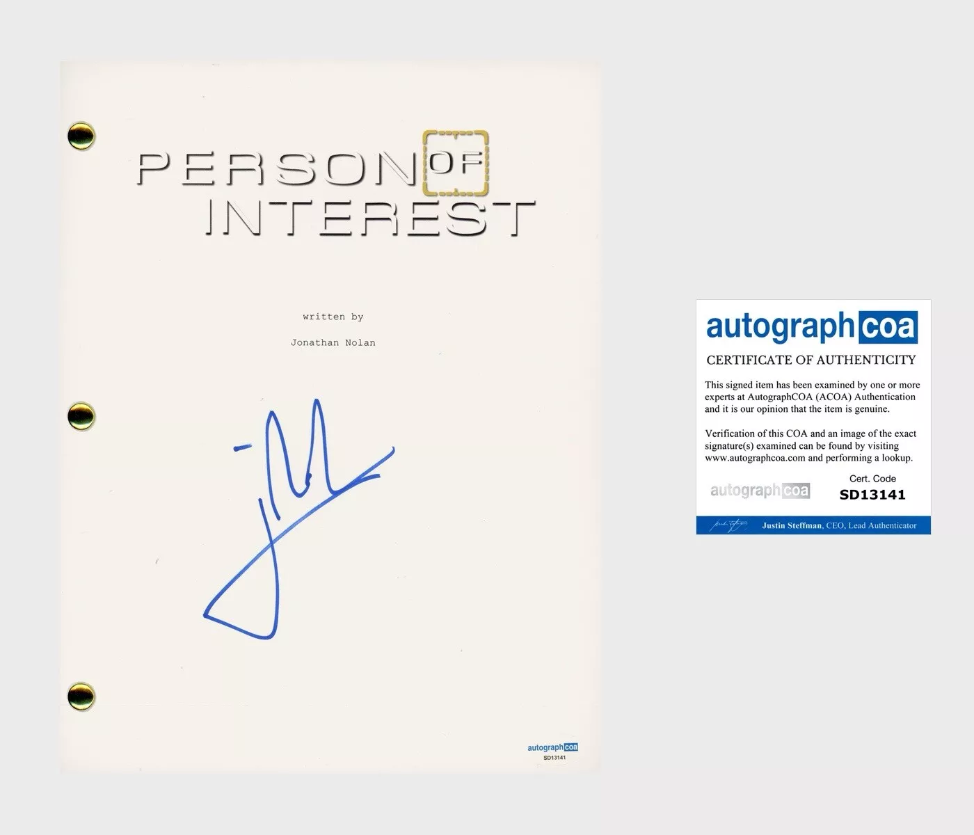 Jonathan Nolan 'Person Of Interest' Writer Signed Full TV Show