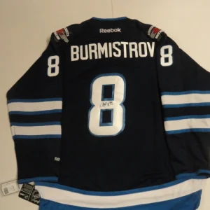 ALEXANDER BURMISTROV SIGNED WINNIPEG JETS #8 JERSEY RARE LICENSED
