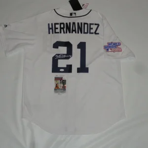 WILLIE HERNANDEZ SIGNED DETROIT TIGERS 1984 WORLD SERIES JERSEY LICENSED JSA COA