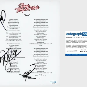 ‘Stone Temple Pilots’ Band Signed Lyric Sheet Dean & Robert DeLeo, Eric ACOA STP