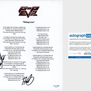 ‘Pop Evil’ Band Signed Waking Lions Lyric Sheet Dave Grahs & Nick Fuelling ACOA