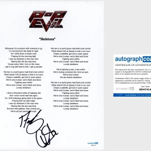 ‘Pop Evil’ Band Signed ‘Skeletons’ Lyric Sheet Dave Grahs & Nick Fuelling ACOA