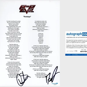 ‘Pop Evil’ Band Signed ‘Footsteps’ Lyric Sheet Dave Grahs & Nick Fuelling ACOA