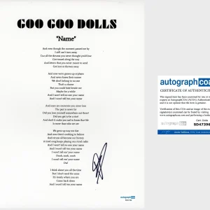 Robby Takac ‘Goo Goo Dolls’ Band Signed ‘Name’ Lyric Sheet ACOA