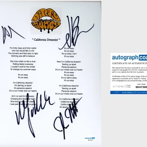 ‘Dirty Honey’ Band Signed ‘California Dreamin’ Lyric Sheet Marc Labelle +3 ACOA