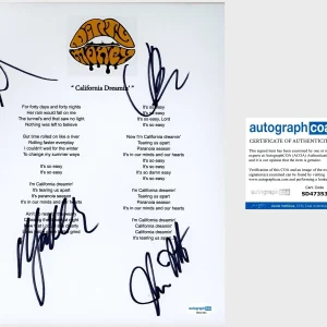 ‘Dirty Honey’ Band Signed ‘California Dreamin’ Lyric Sheet Marc Labelle +3 ACOA