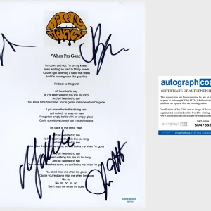 ‘Dirty Honey’ Band Signed ‘When I’m Gone’ Lyric Sheet Marc Labelle +3 ACOA