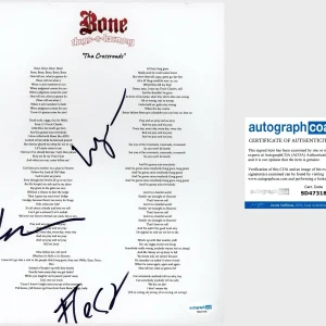 ‘BONE THUGS N HARMONY’ Signed Lyric Sheet ‘Krayzie, Layzie, & Flesh’ ACOA Rap