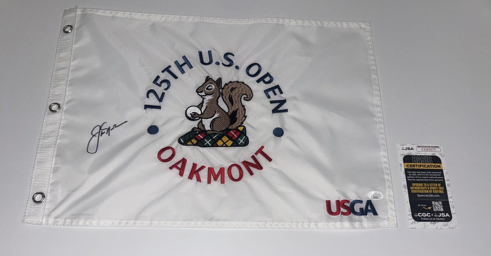 JACK NICKLAUS SIGNED 2025 US OPEN PIN FLAG OAKMONT 1962 CHAMPION PROOF ...
