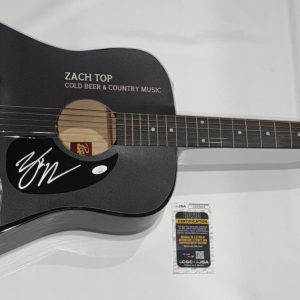 ZACH TOP SIGNED CUSTOM COLD BEER & COUNTRY MUSIC ACOUSTIC GUITAR JSA COA