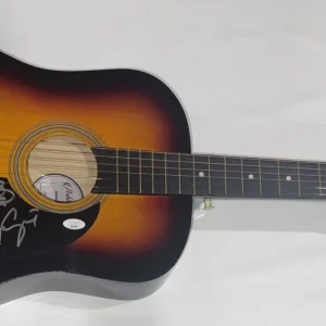VINCE GILL & AMY GRANT SIGNED 38 INCH NATURAL ACOUSTIC GUITAR JSA COA