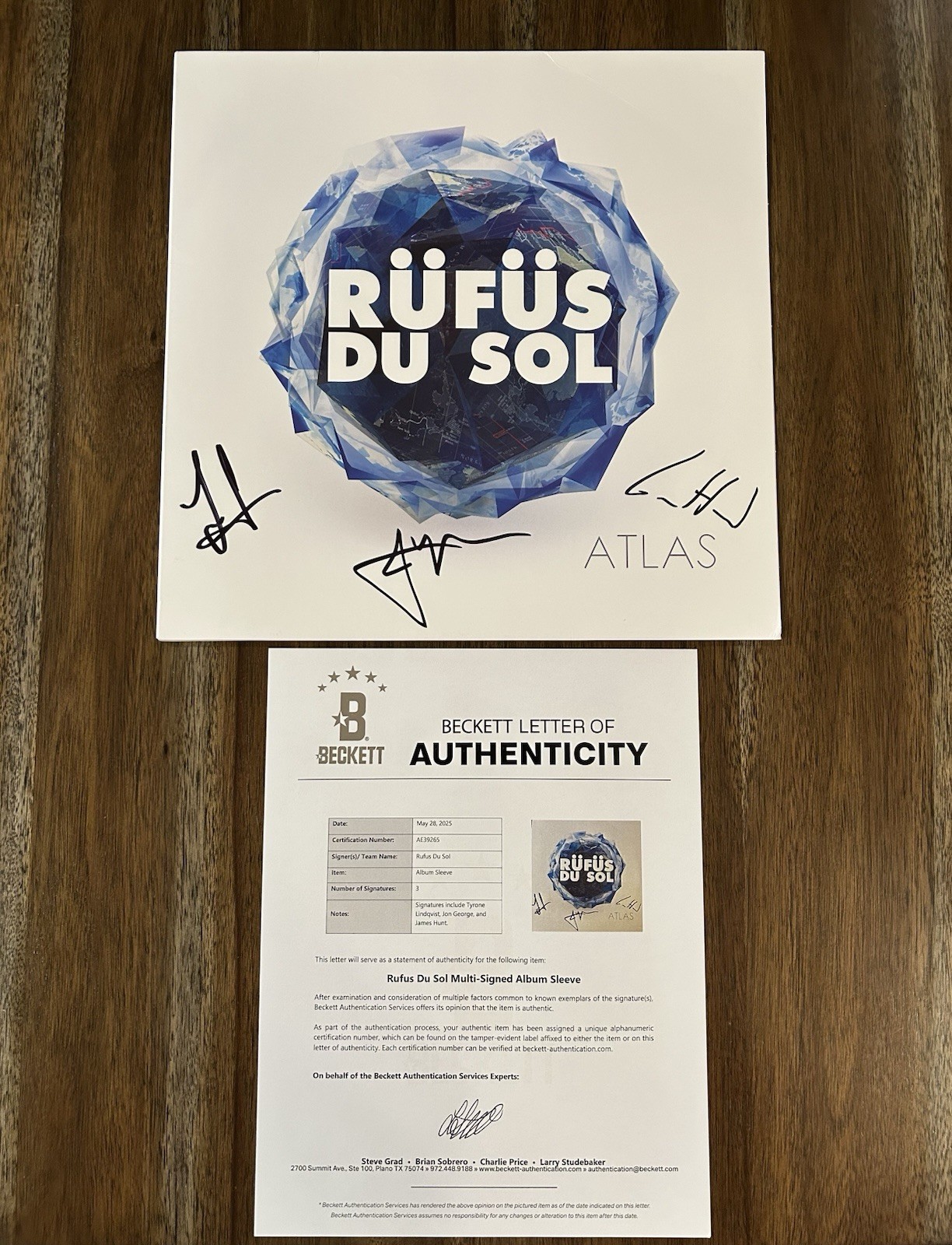 ‘Rufus Du Sol’ Band Signed Vinyl Album ‘Atlas’ Tyrone, James & Jon ...