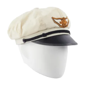 Dusty Hill ZZ Top Personally Owned Harley Davidson Captains Newsboy LG Hat White