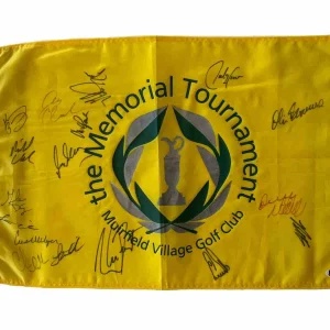 Perry, Waldorf + 15 Signed Auto'd Memorial Tournament Golf Flag BAS Certified