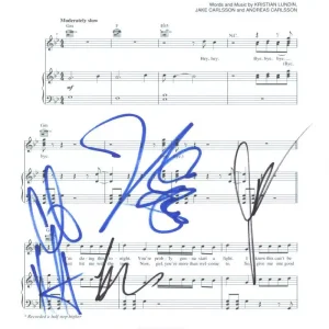NSYNC Band (JC, Lance, Joey and Chris) Signed Autograph Bye Bye Bye Sheet Music