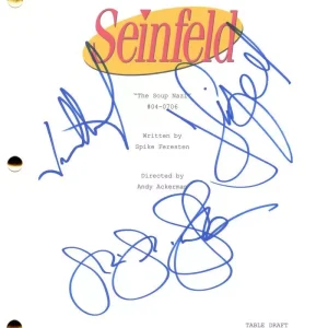 Jerry Seinfeld Julia Louis-Dreyfus & Jason Signed Autograph Soup Nazi Script