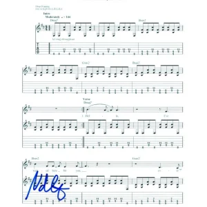 Nate Mendel Foo Fighters Signed Autograph Everlong Sheet Music by Dave Grohl
