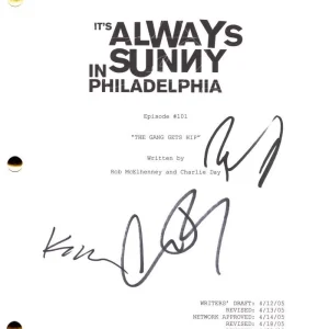 It's Always Sunny Philadelphia Cast Signed Autograph Rob Kaitlin Charlie Script