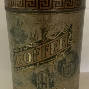 Vintage 1890's Thomas Wood Coffee Embossed Metal Sign Container B4