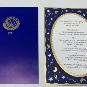 VICE PRESIDENT DAN QUAYLE 1997 50TH BIRTHDAY BASH INVITATION & PROGRAM